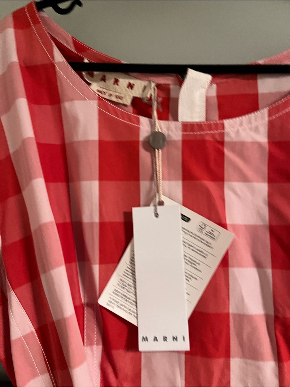 ❤️ MARNI Red & White Check Midi Dress w/ Ultramarine Belt – Size 46 (NWT) 🇮🇹 - Picture 3 of 5